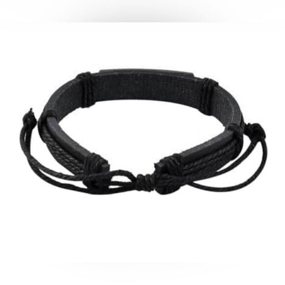 Black Genuine Leather and Dualtone Adjustable Bracelets - Picture 16 of 16